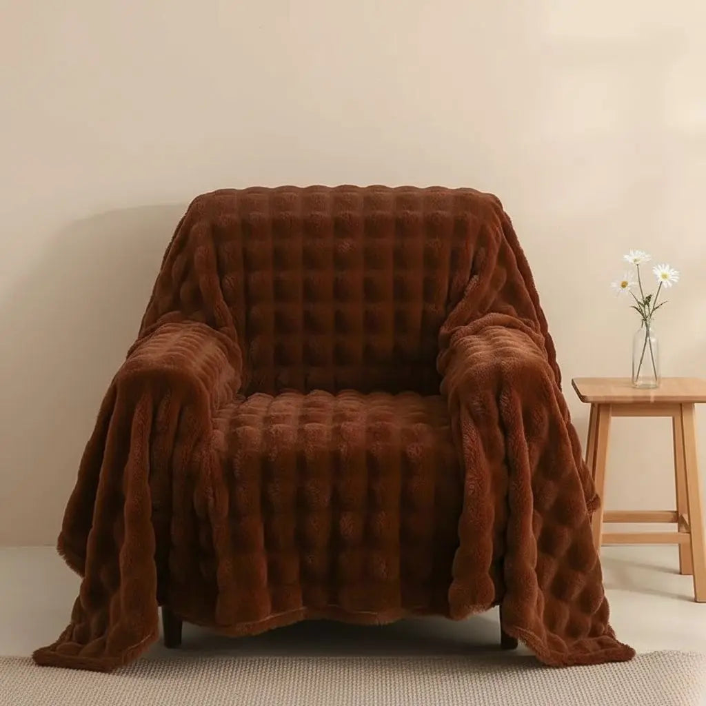 Luna Bubble Flannel Sofa Blanket