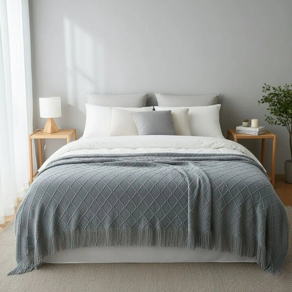 Elina Nordic Knit Tassel Cashmere Blanket