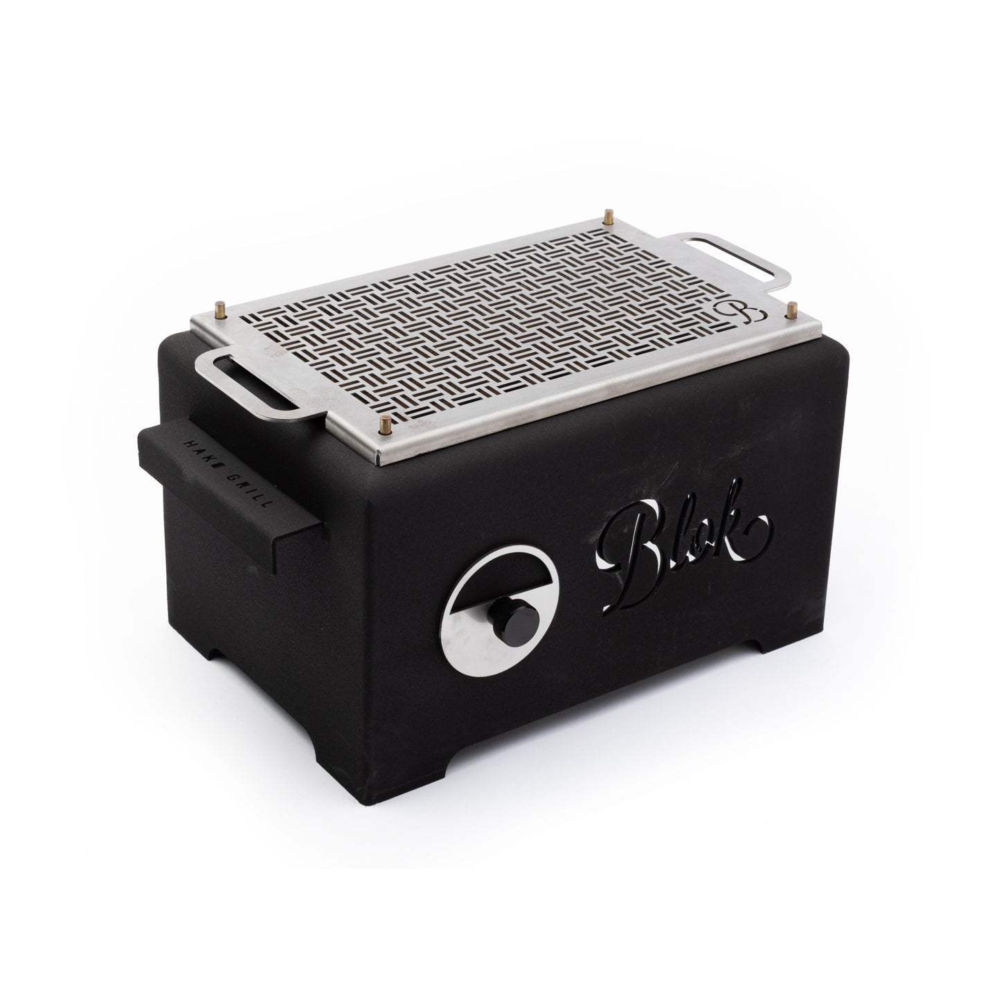 Compact tabletop grill in sleek black design for outdoor use