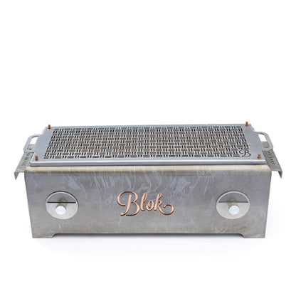 Close-up of Blok Naka's premium Table Grill with Patina finish