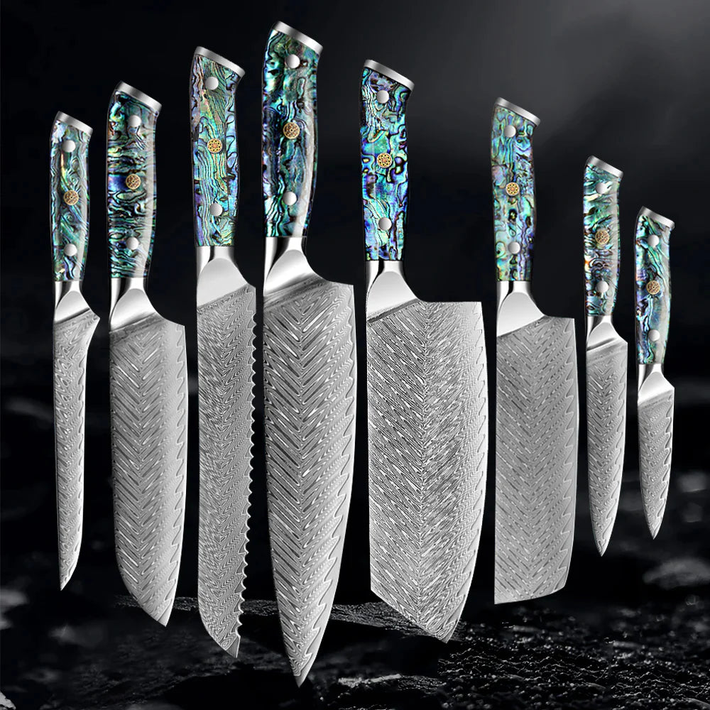 HECTOR - Damascus Steel Kitchen Knife with Abalone Handle