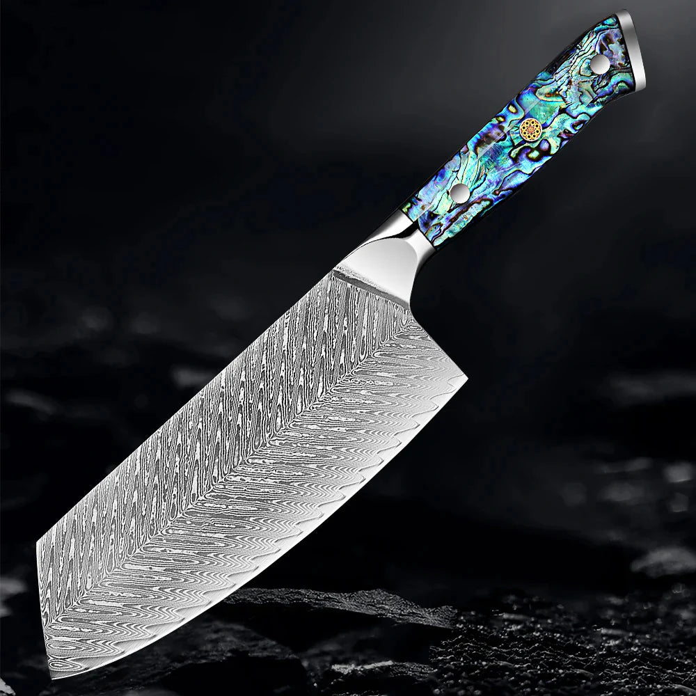HECTOR - Damascus Steel Kitchen Knife with Abalone Handle