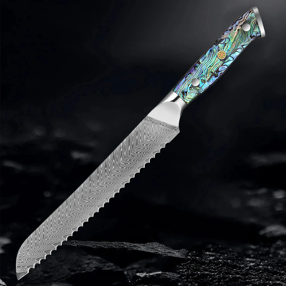 HECTOR - Damascus Steel Kitchen Knife with Abalone Handle