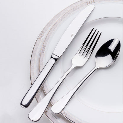 Avignon 16-piece stainless steel cutlery set in a professional kitchen.