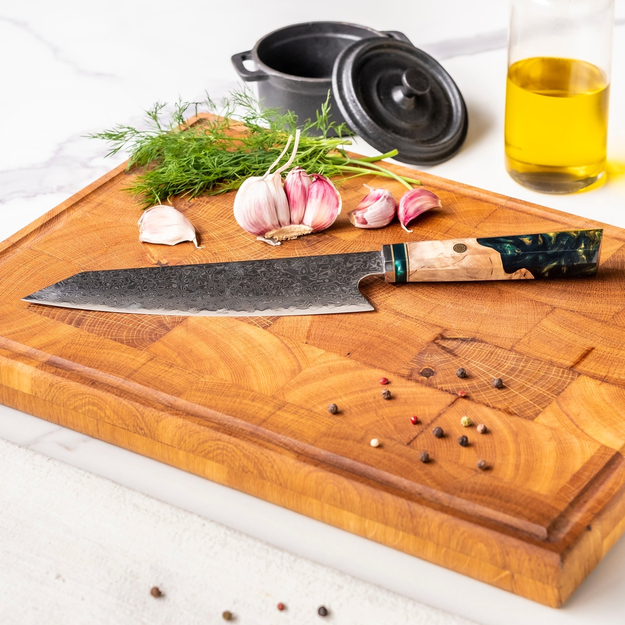 Special Edition - Emerald Octagon Damascus Kiritsuke 23 Cm