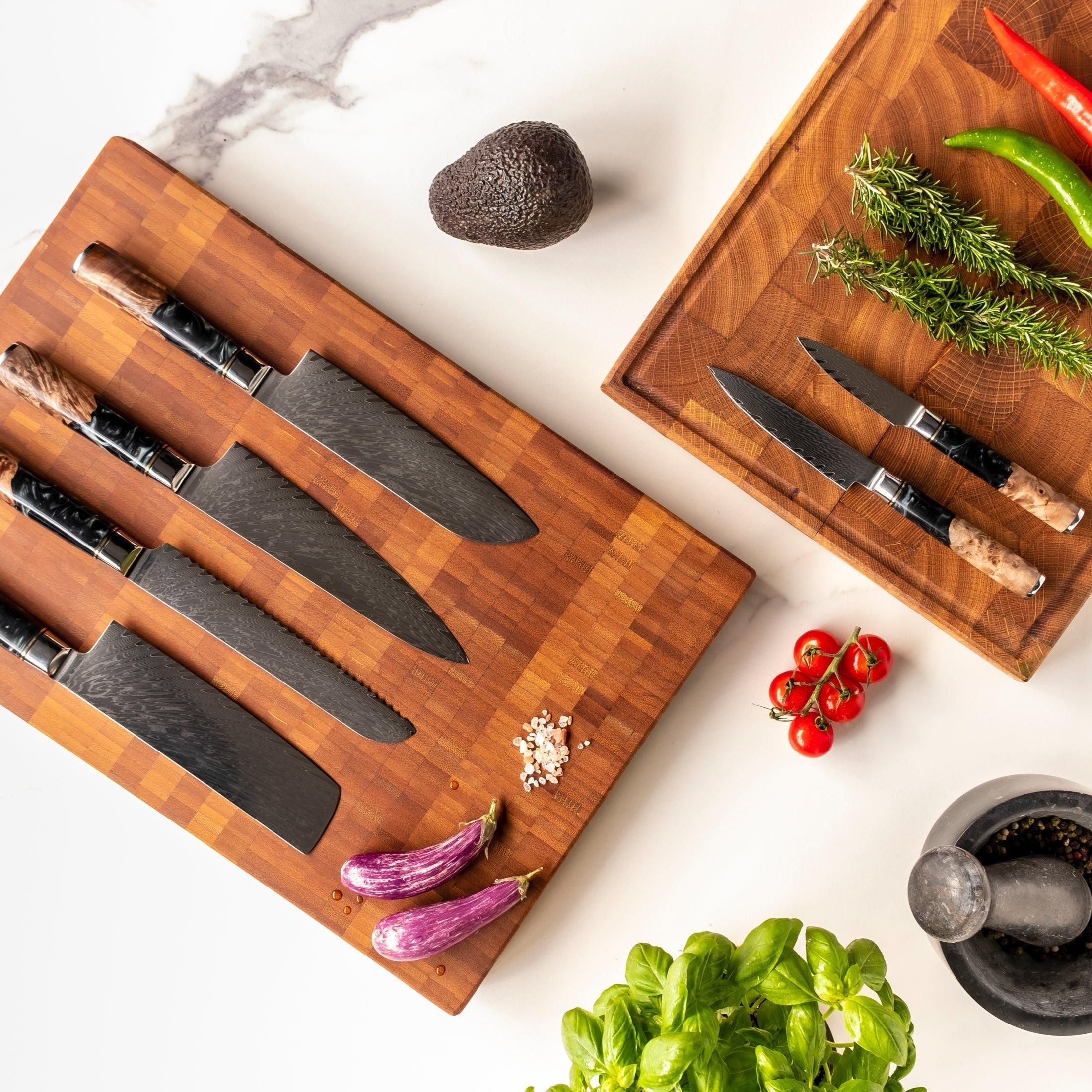 Epoxy Onyx 6-Piece Damascus Knife Set