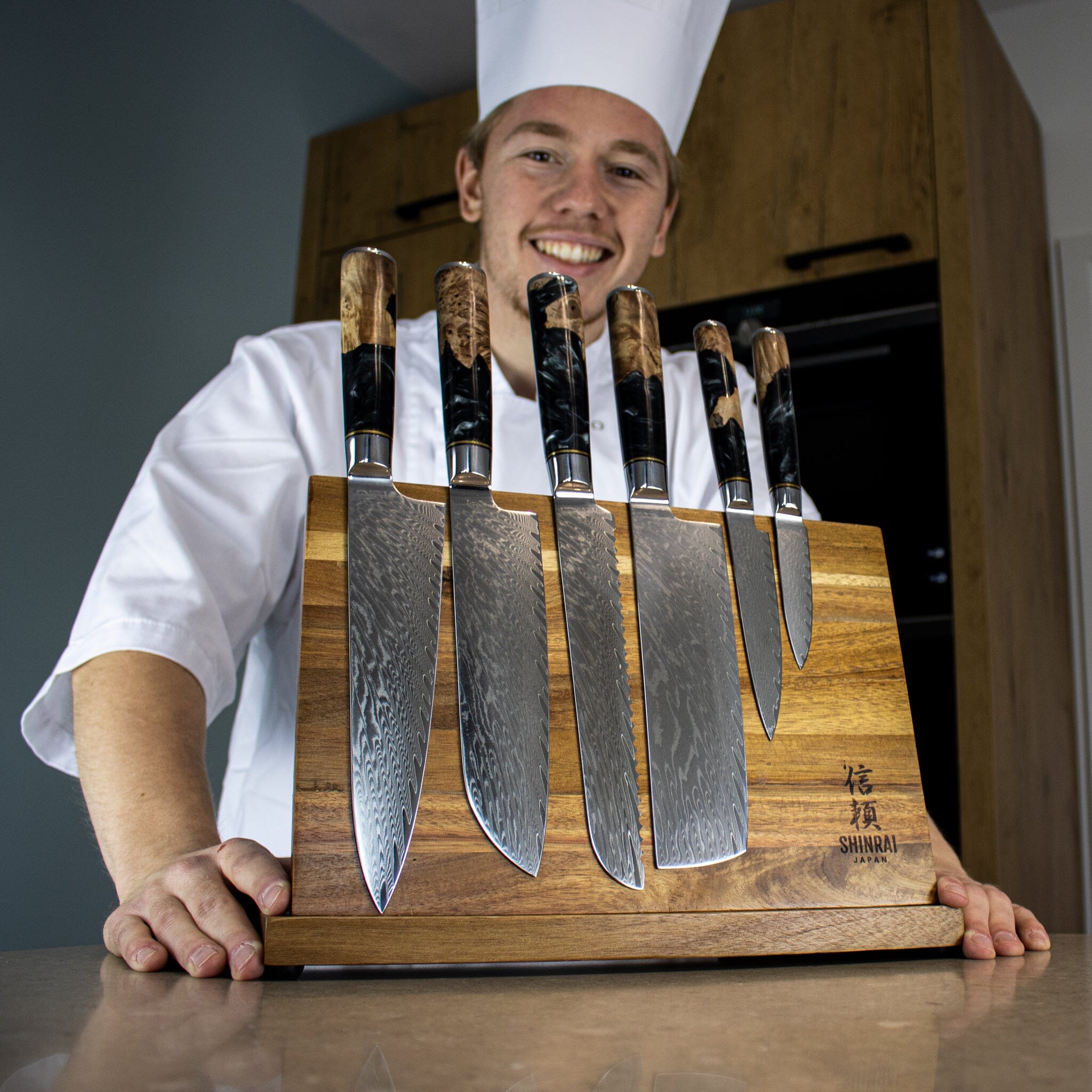 Epoxy Onyx 6-Piece Damascus Knife Set