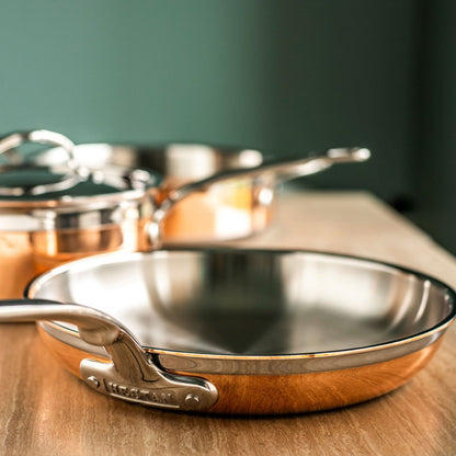 High-quality copper frying pan from Hestan with CopperBond technology for optimal cooking results.