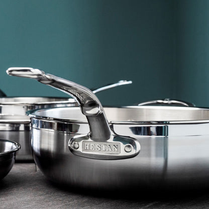 Essential Non-Stick Frying Pan with Hestan ProBond and Heat-Resistant Glass Lid for Professional Chefs