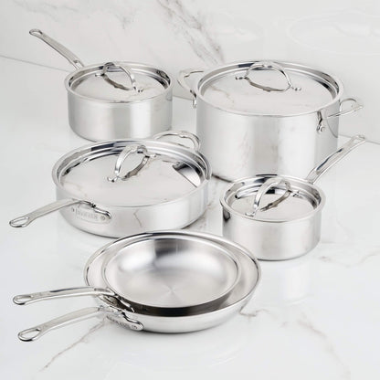 Professional-grade Hestan ProBond Luxe cookware set with stainless steel construction