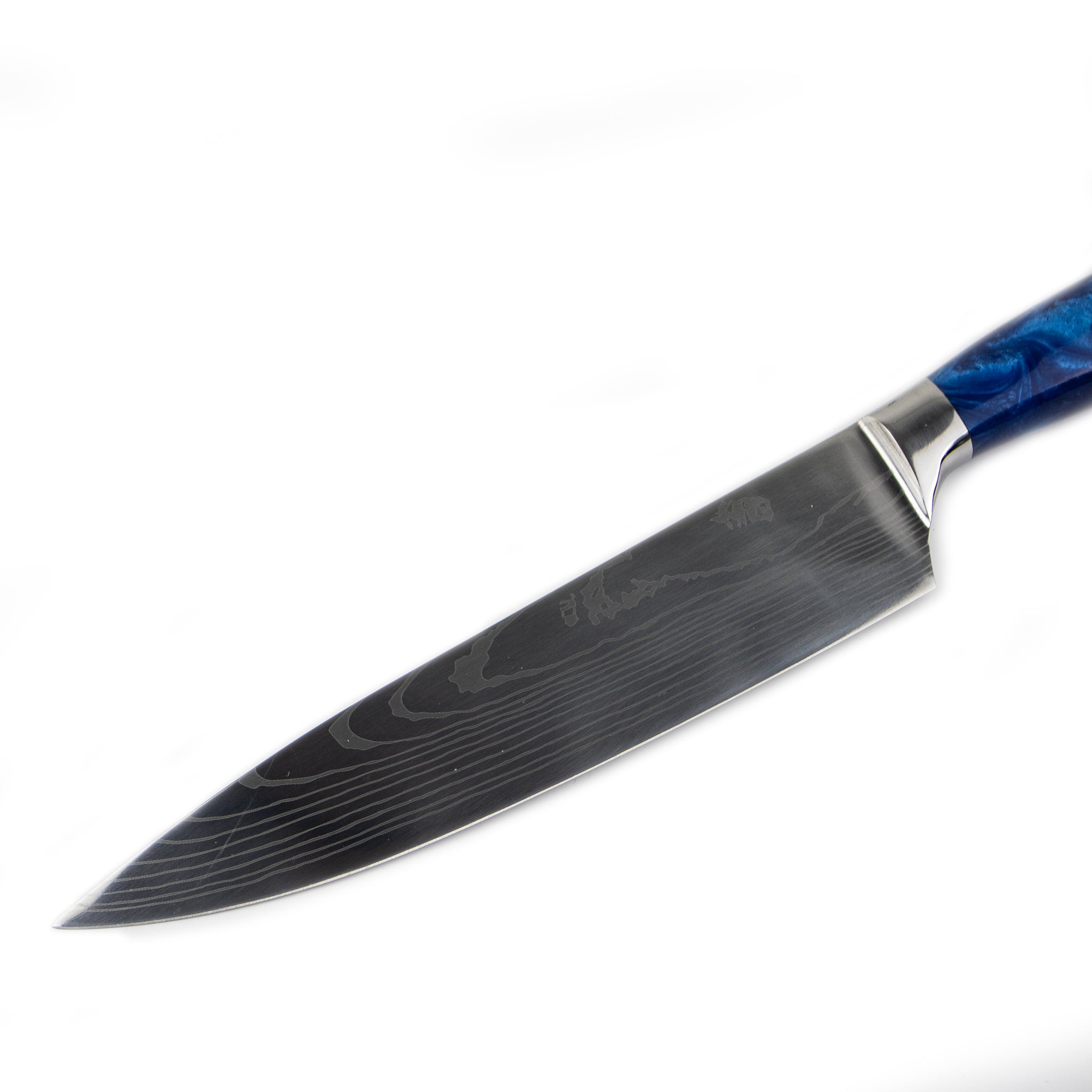 Damascus Print Epoxy Sapphire - Chef's Knife 20 cm