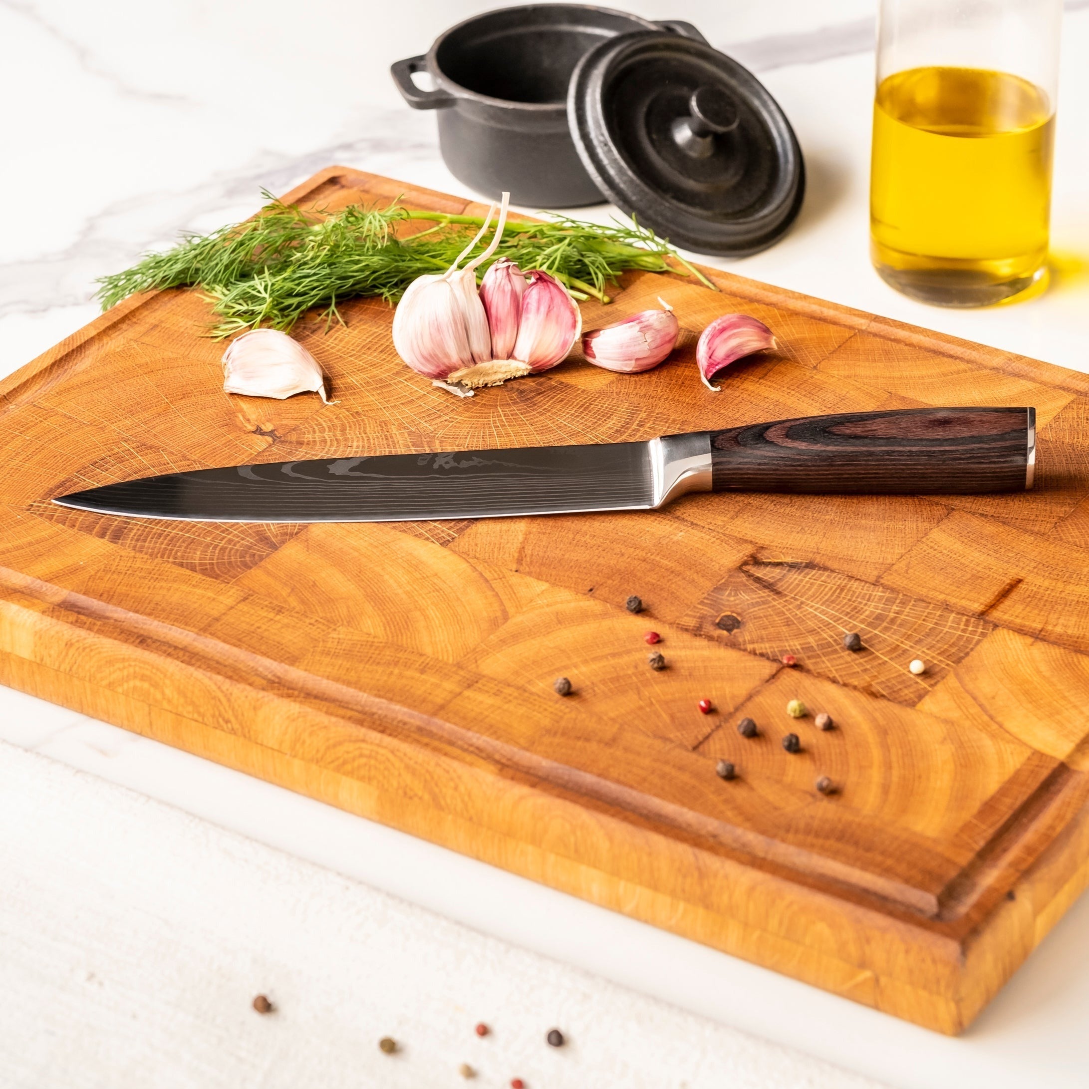 Quality Damascus Print Knives 7-piece knife set