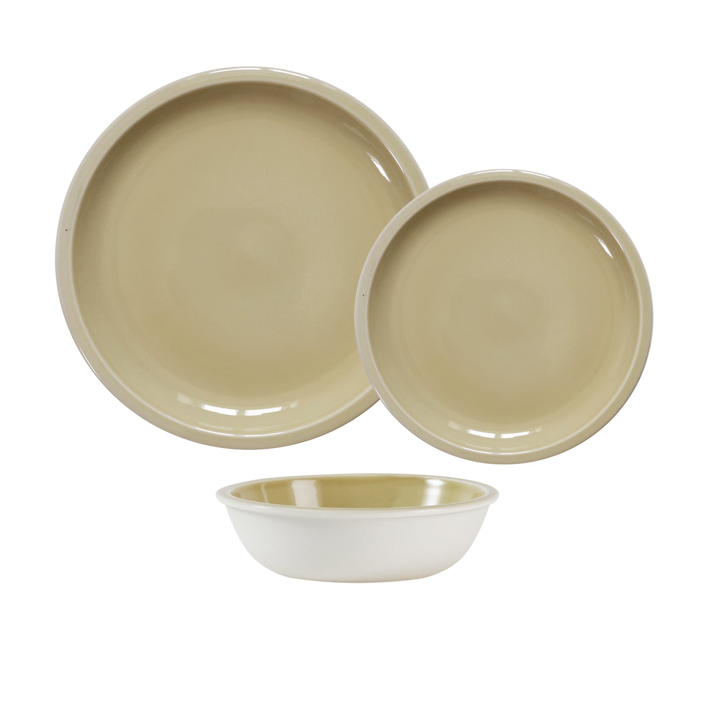 12-piece Vert Argile earthenware dinner set by Jars Cantine for everyday use.