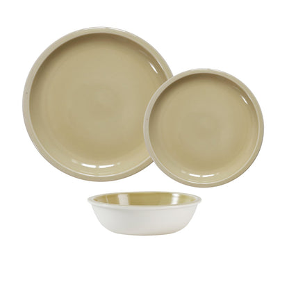 12-piece Vert Argile earthenware dinner set by Jars Cantine for everyday use.