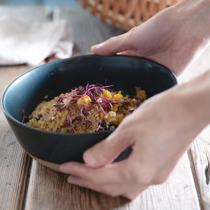 Kinto Ceramic Lab Bowl with matte black ceramic design