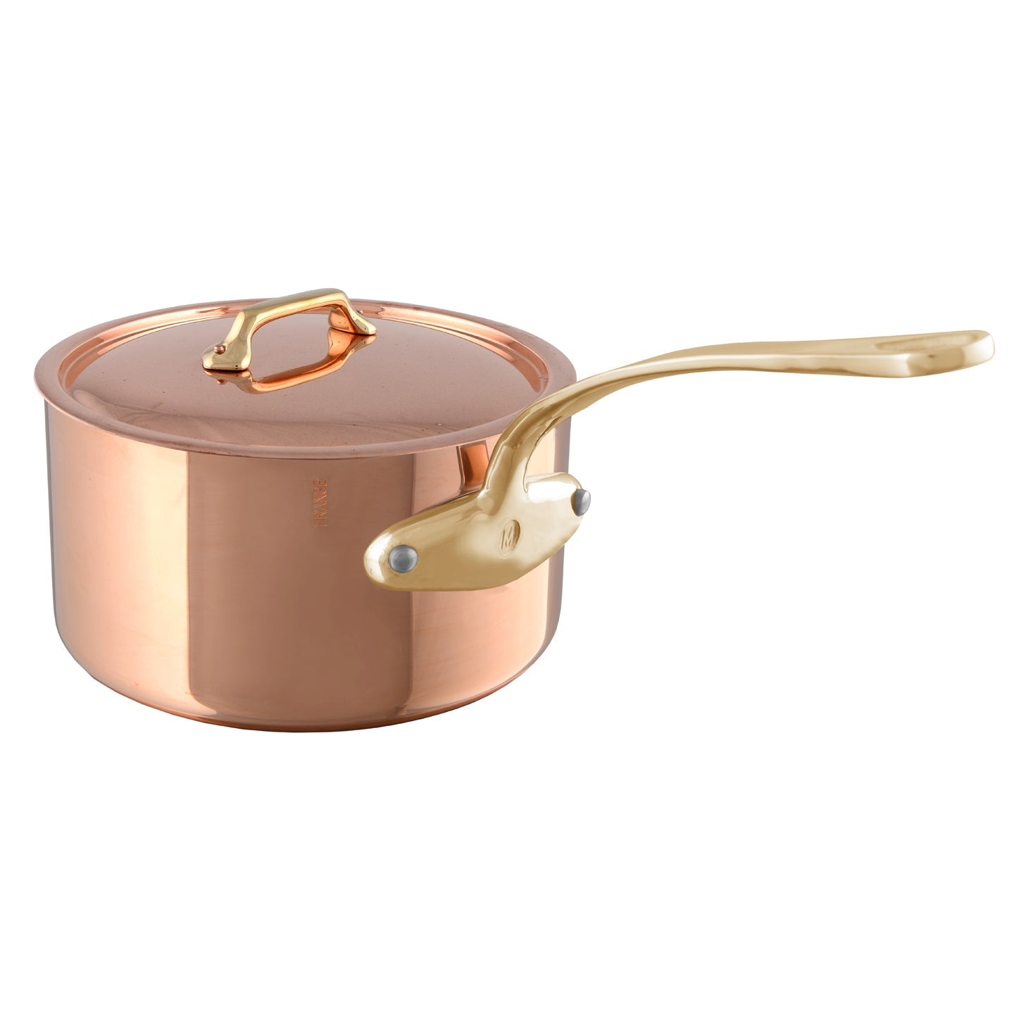 Copper Mauviel M'200B saucepan with lid, perfect for everyday cooking and special occasions