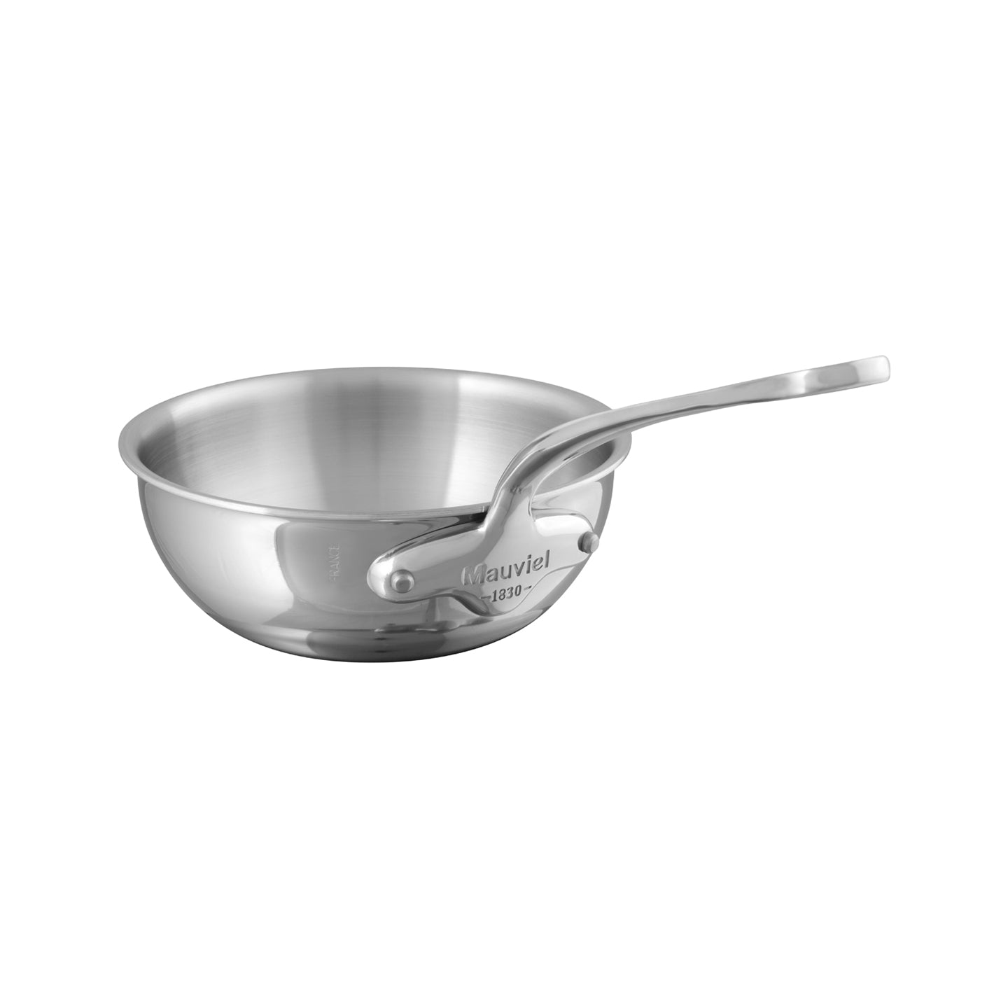Professional stainless steel curved sauté pan by Mauviel M'cook