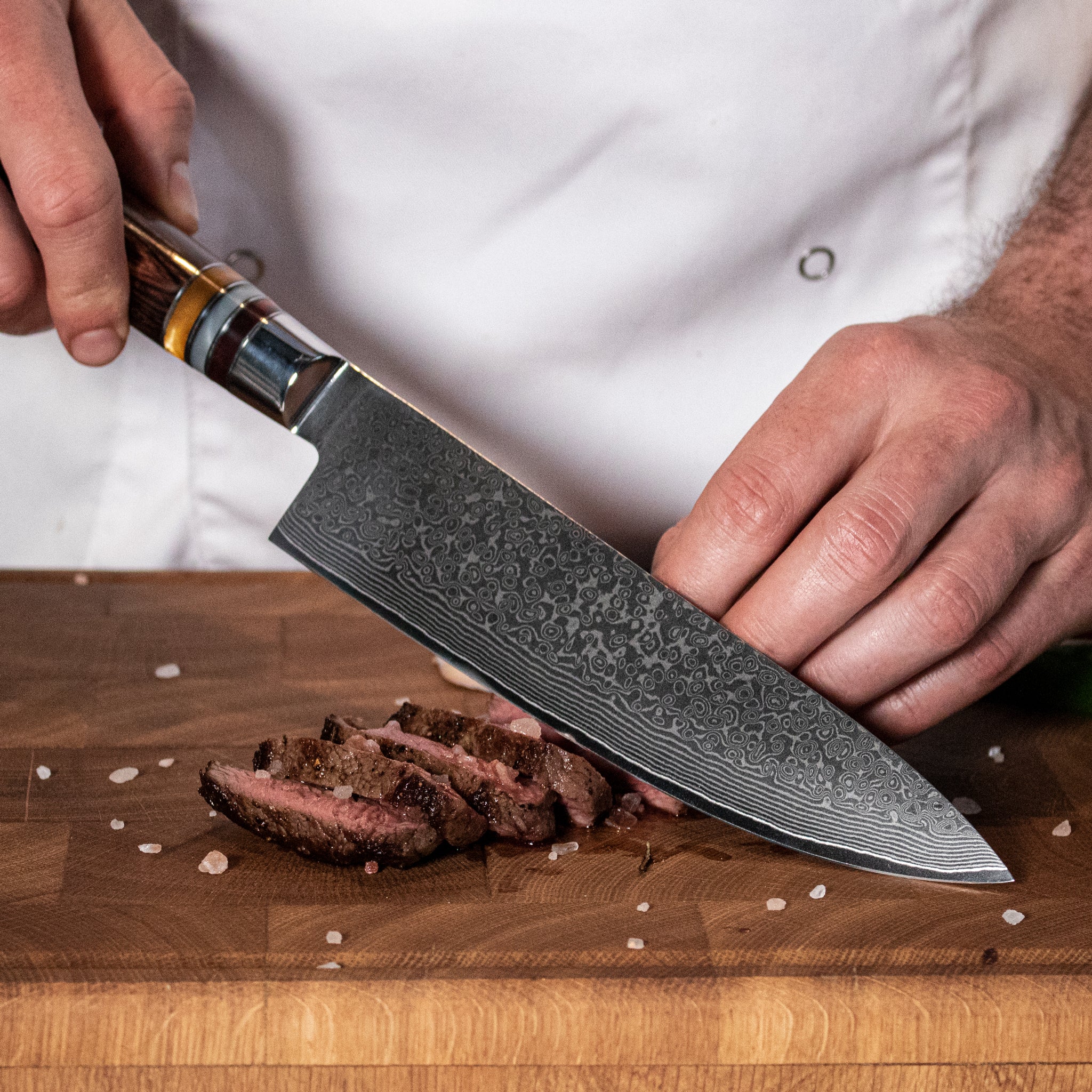 Micarta Jewels 7-Piece Damascus Knife Set