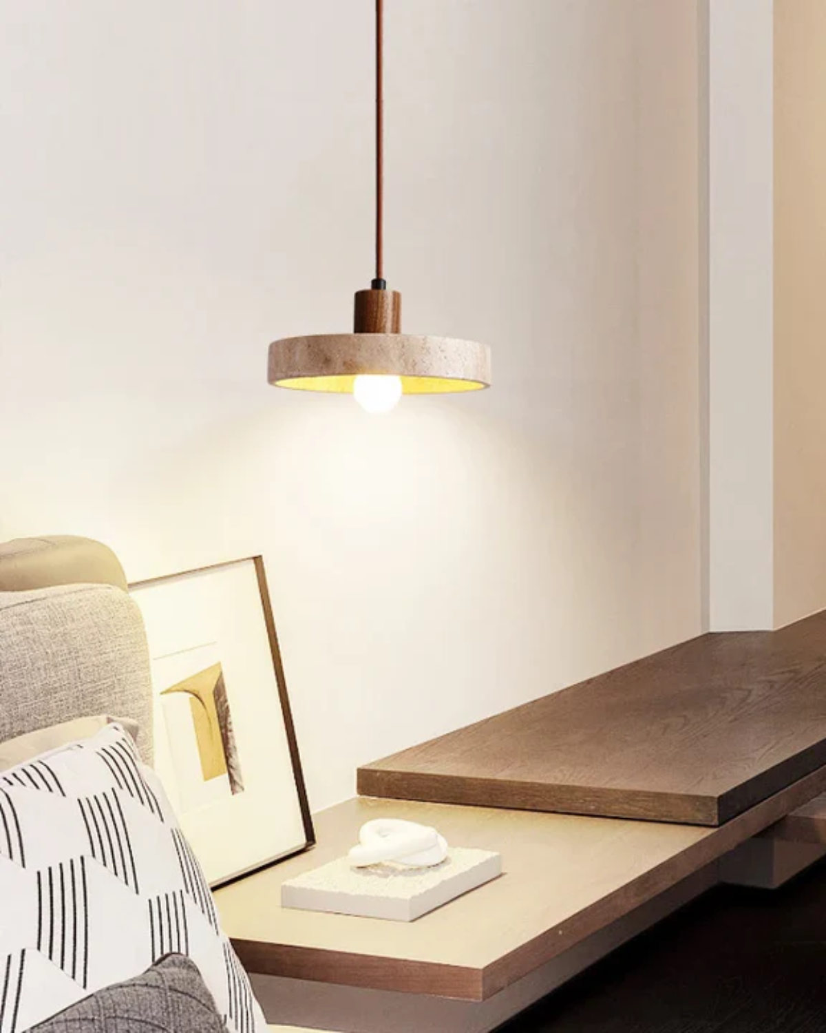 Pendant Ceiling Light - Travertine Stone Look - Modern Kitchen Lighting