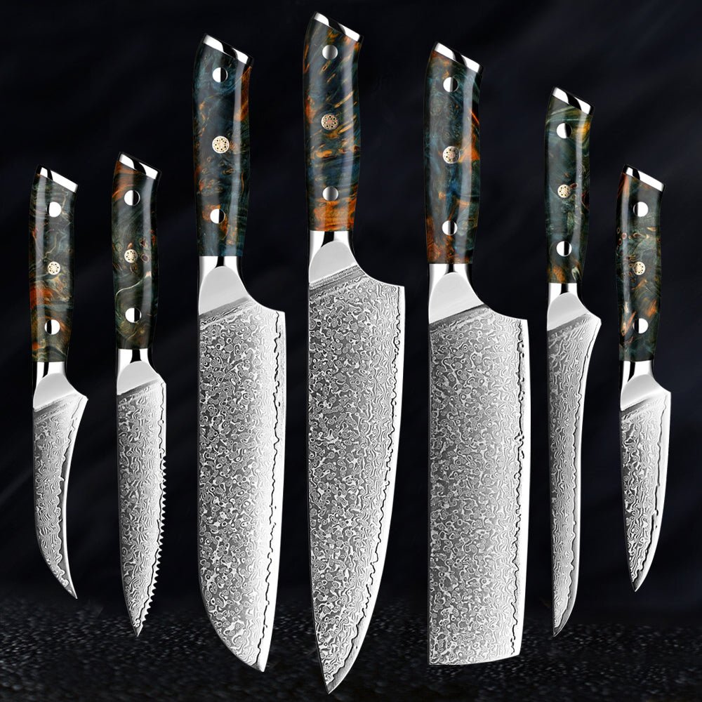 7-Piece Professional Japanese Damascus Chef Knife Set