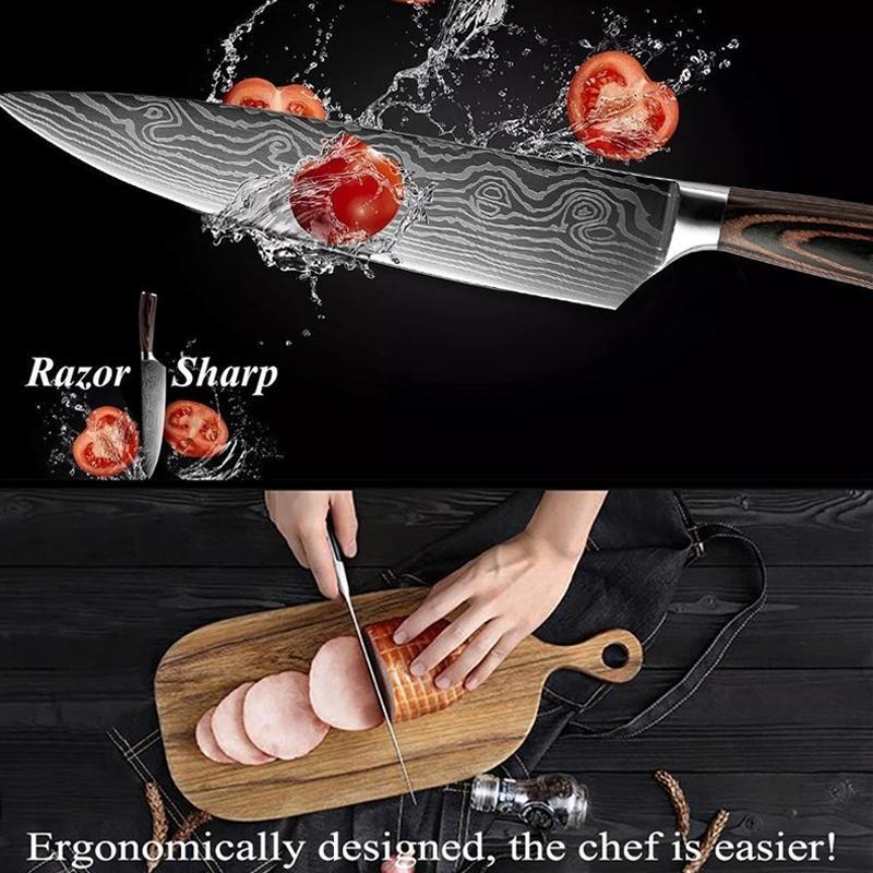 Japanese Style Kitchen Knives - Stainless Steel Blades Chef knives Set, 2 PCS Value Set