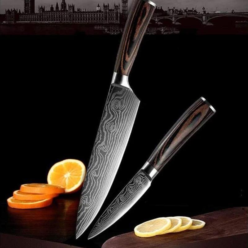 "Imperial" Collection - Premium Japanese Kitchen Knife Set with Damascus Pattern