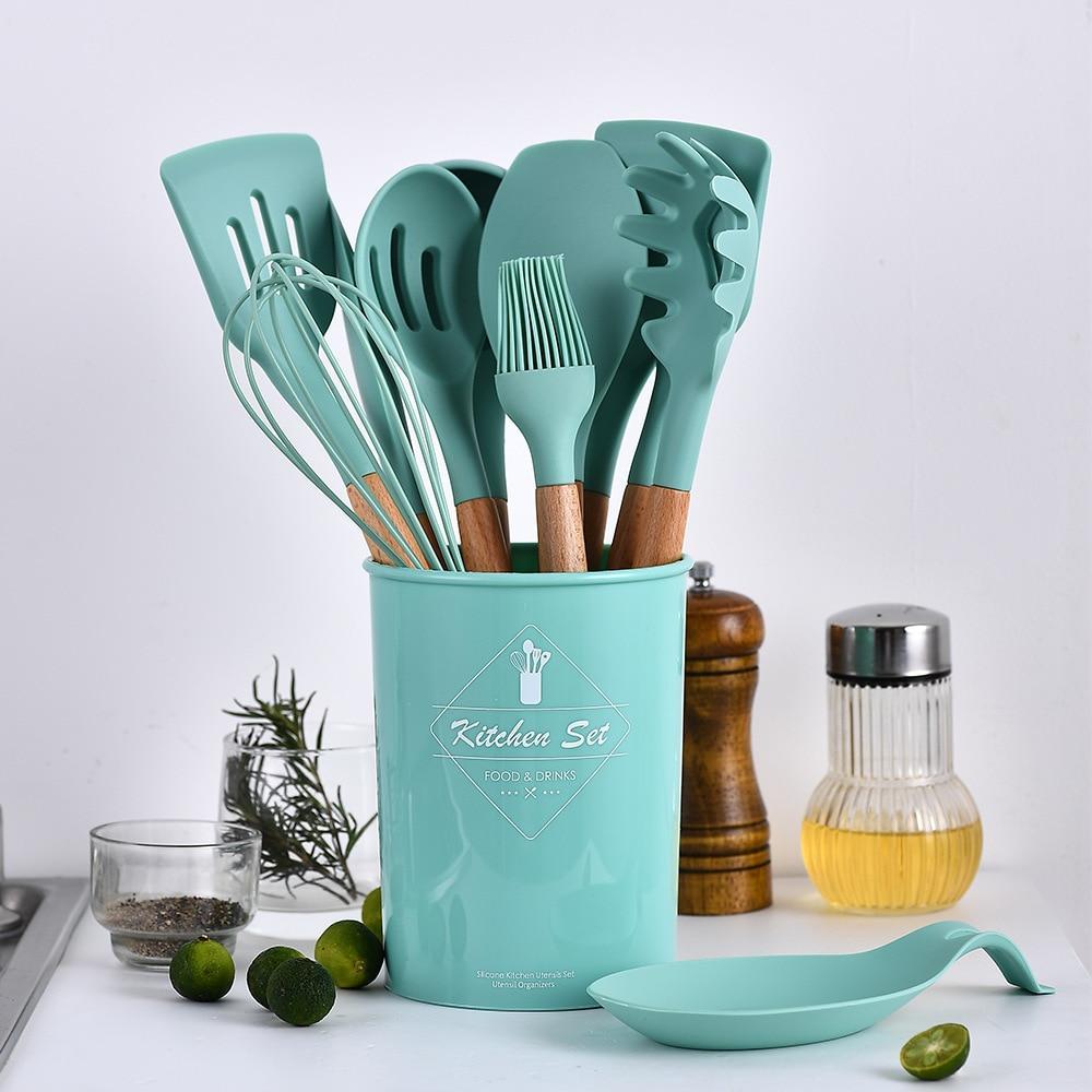 12 Pieces Silicone Cooking Utensils Set With Storage Box Kitchen Tools