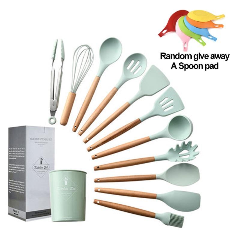 12 Pieces Silicone Cooking Utensils Set With Storage Box Kitchen Tools