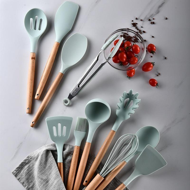 12 Pieces Silicone Cooking Utensils Set With Storage Box Kitchen Tools