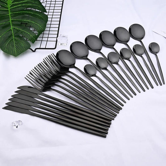 Modern Black Flatware Set