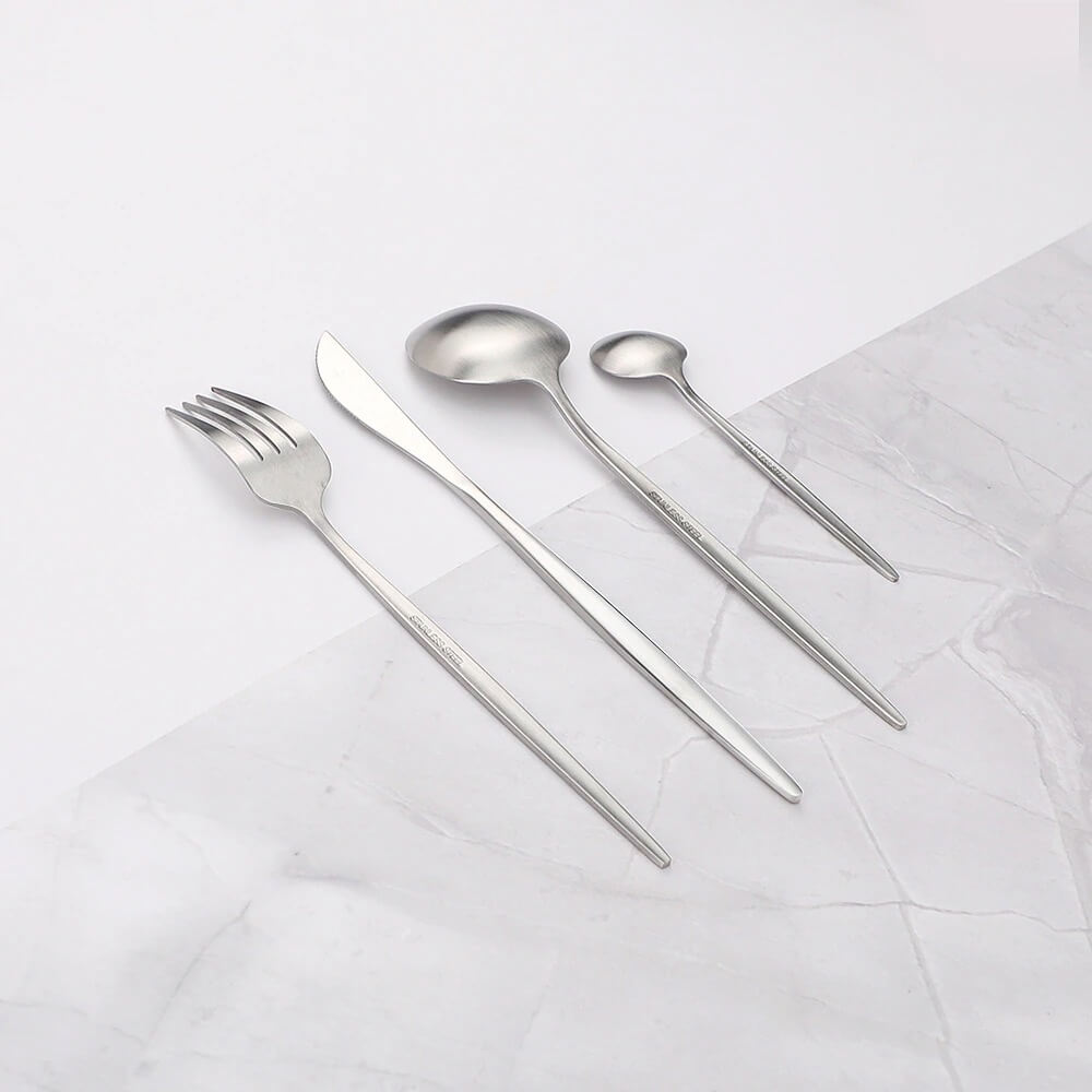 Modern Silver Flatware Set