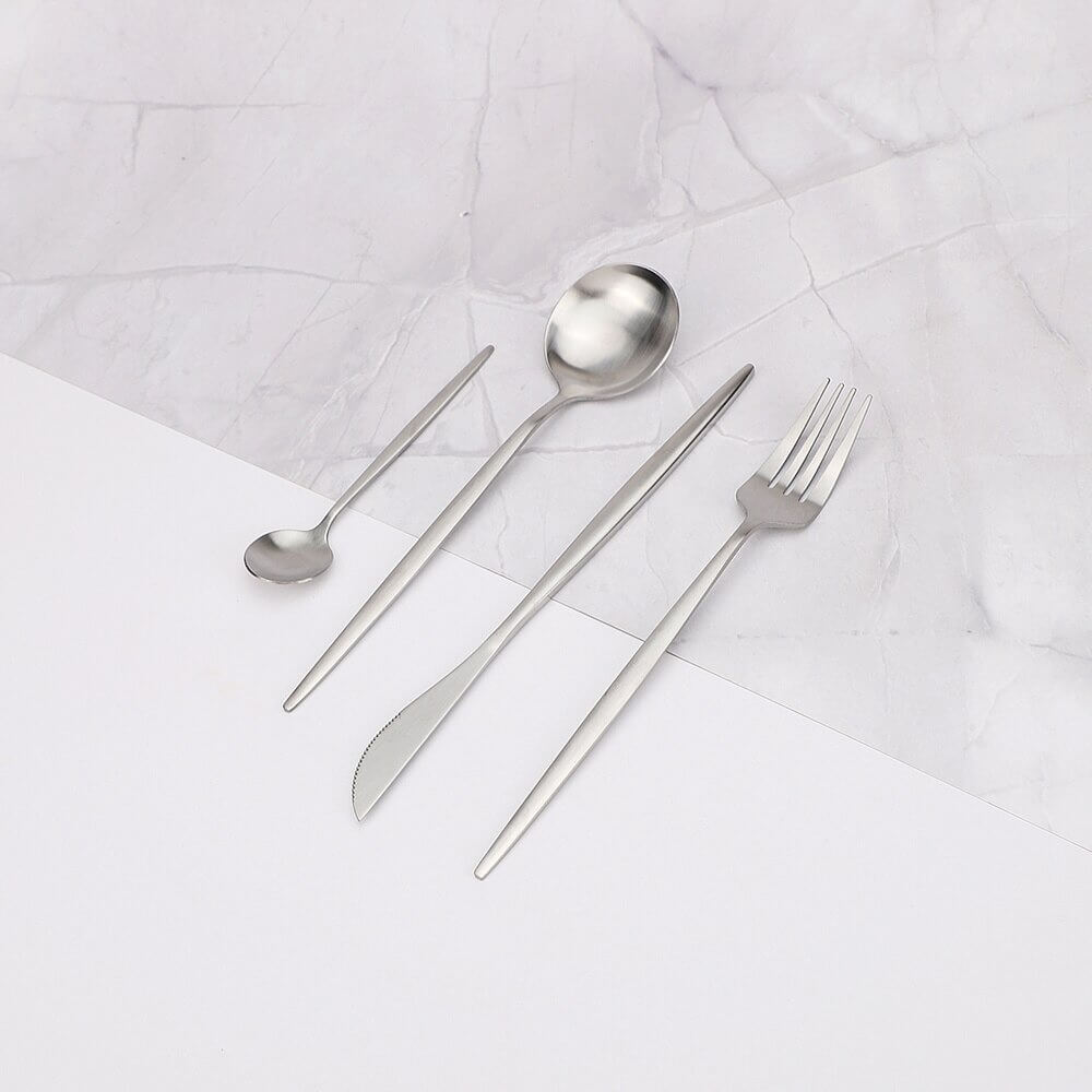 Modern Silver Flatware Set