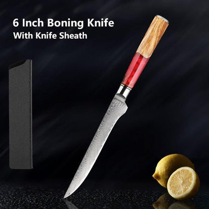 4 Piece Japanese Damascus Chef Knife Set