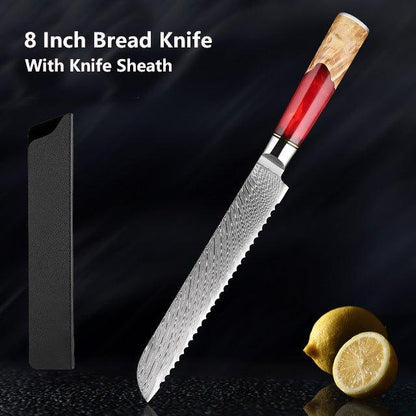 4 Piece Japanese Damascus Chef Knife Set