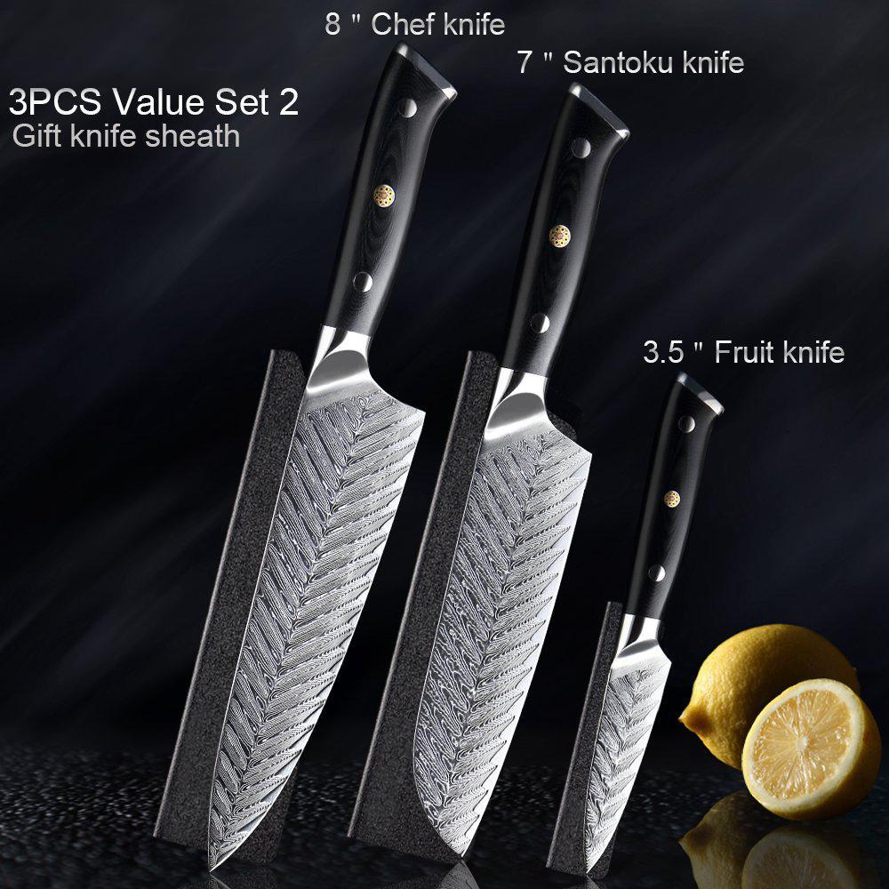 Hand Forged Damascus Steel Chef Knife Set