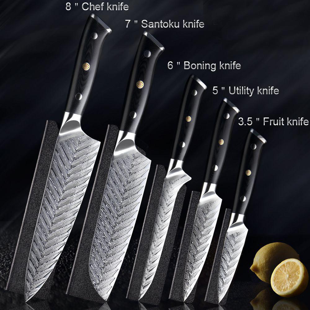 Hand Forged Damascus Steel Chef Knife Set