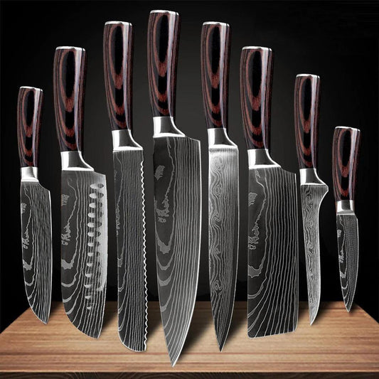 Professional Chef Knives Set - Premium Japanese Kitchen Knife Set with Damascus Pattern