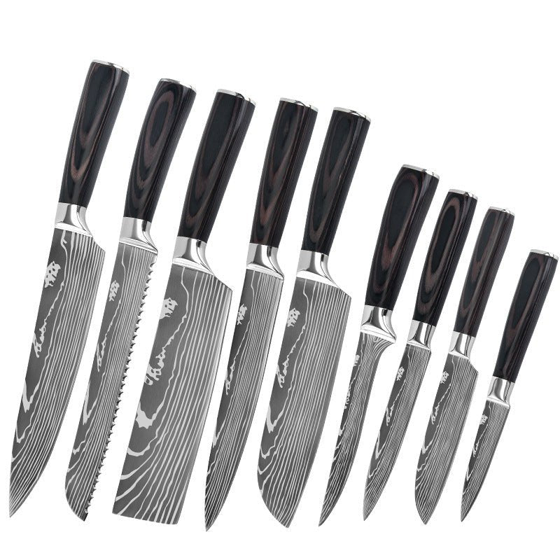 9-Piece Professional Japanese Stainless Steel Kitchen Knife Set