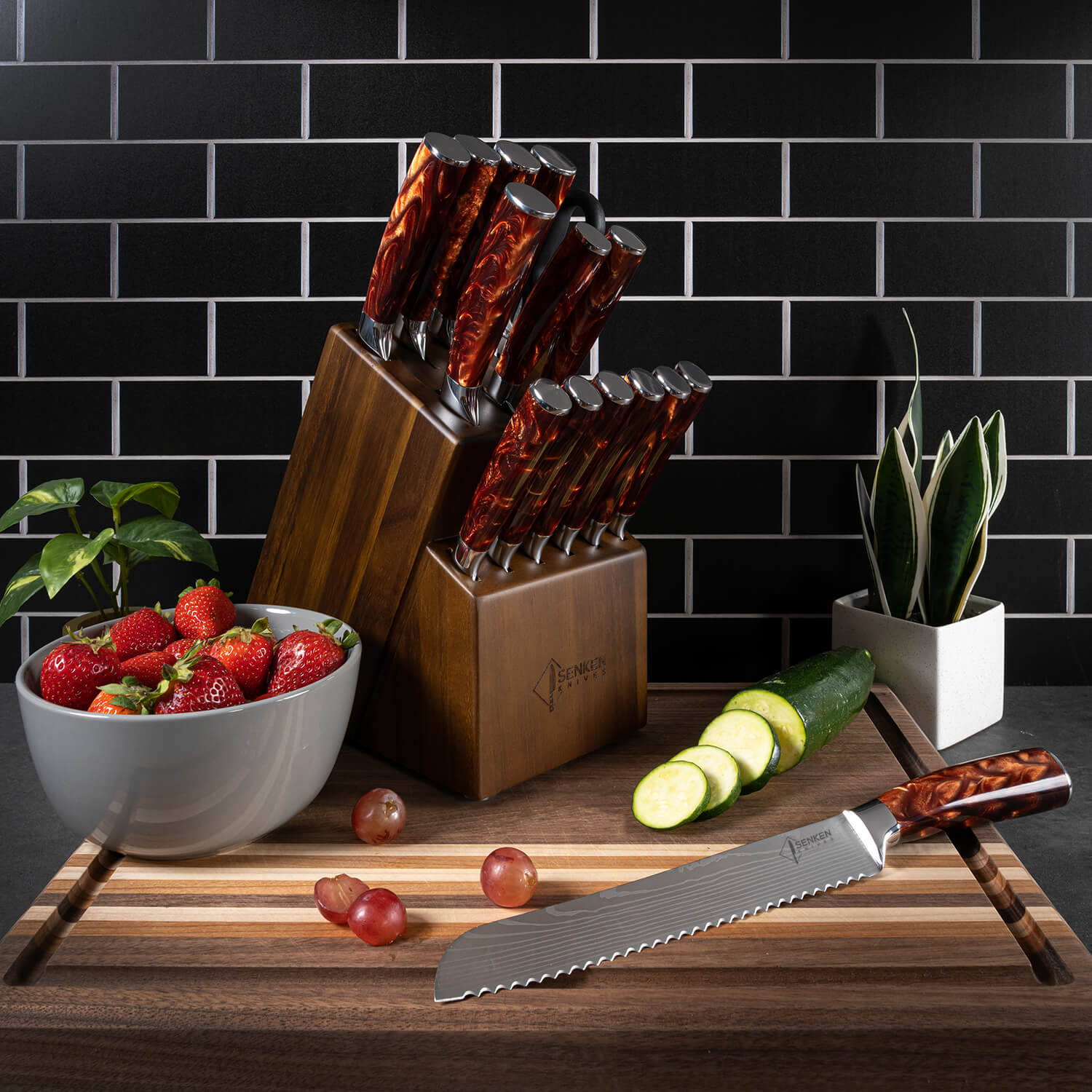 "Crimson" 16-Piece Japanese Knife Block Set