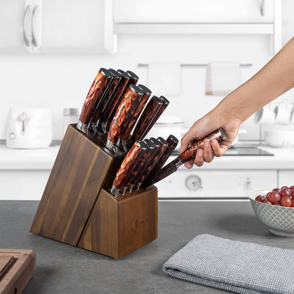 "Crimson" 16-Piece Japanese Knife Block Set