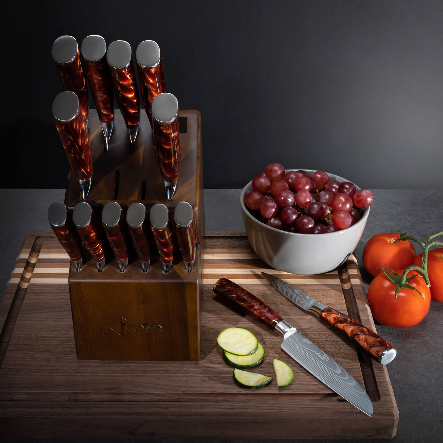 "Crimson" 16-Piece Japanese Knife Block Set