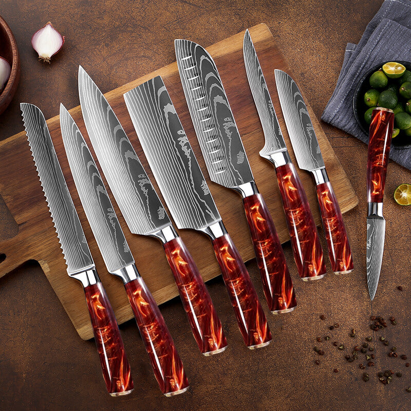 "Crimson" 16-Piece Japanese Knife Block Set