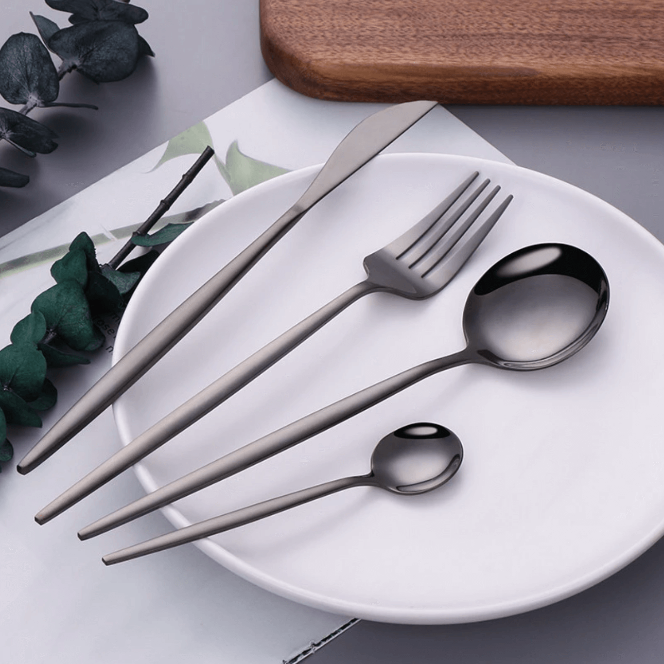 Modern Black Flatware Set