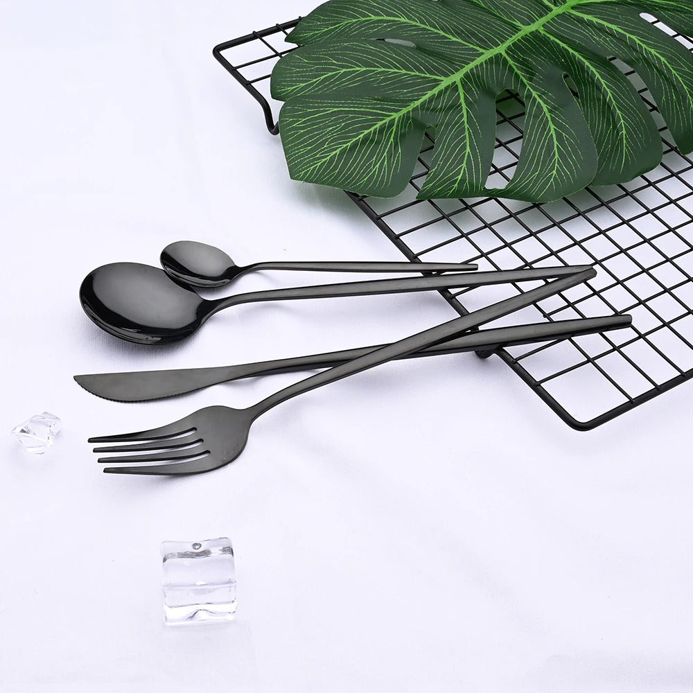 Modern Black Flatware Set