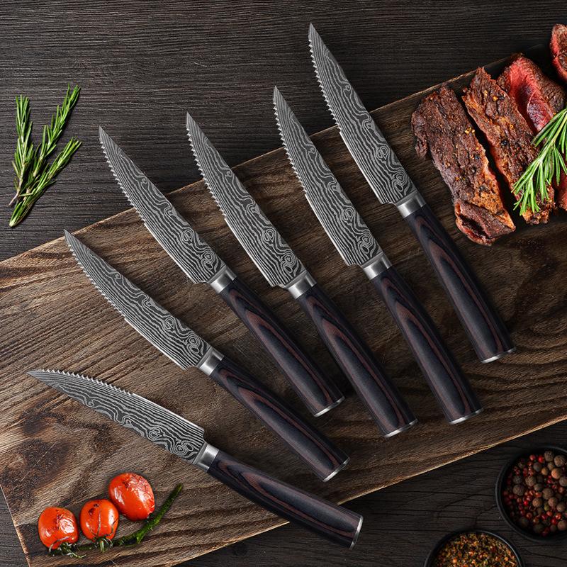 Japanese Steak Knife Set, 5 Inch Serrated Steak Knives